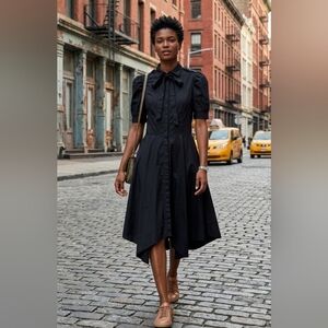 NWOT GARY GRAHAM 422 Black Cotton Shirt Dress Small